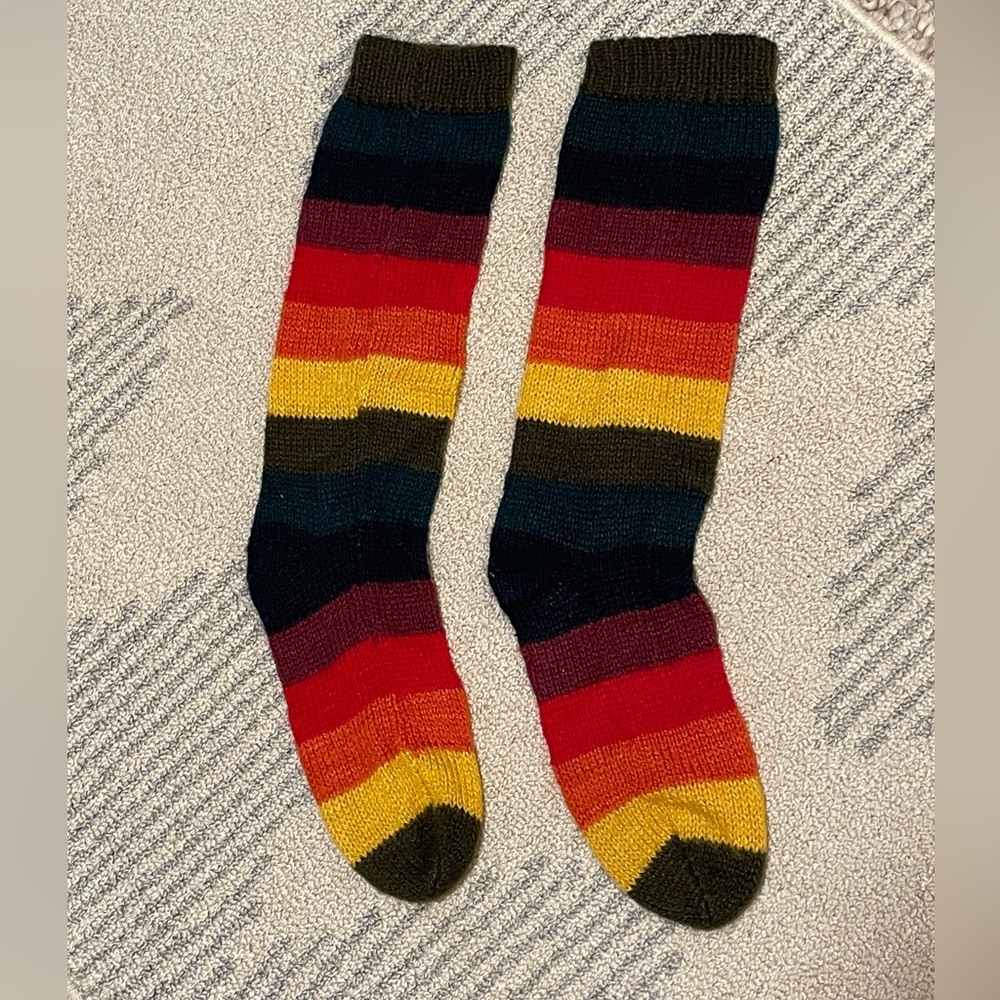 Knit Rainbow Alpaca Wool Socks